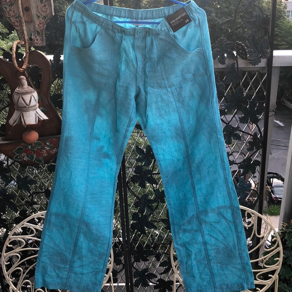 New York & Company XS Straight Leg Linen Pants